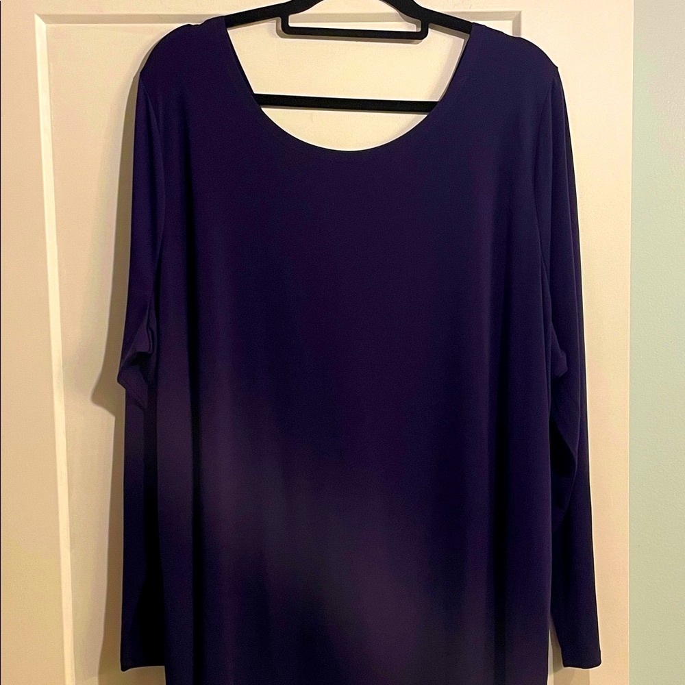 Lane Bryant Royal Purple Long Sleeve Silky Soft Jersey Size 26/28 Vee Back